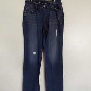 Lane Bryant Women's Dark Denim Plus Size 14Tall Distressed Jeans